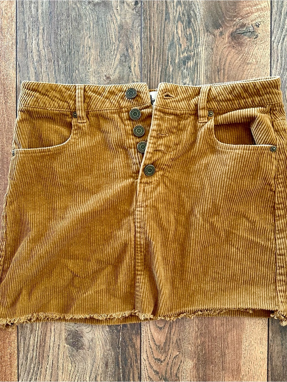 Indigo Rein Corduroy Button-Front Skirt in Mustard